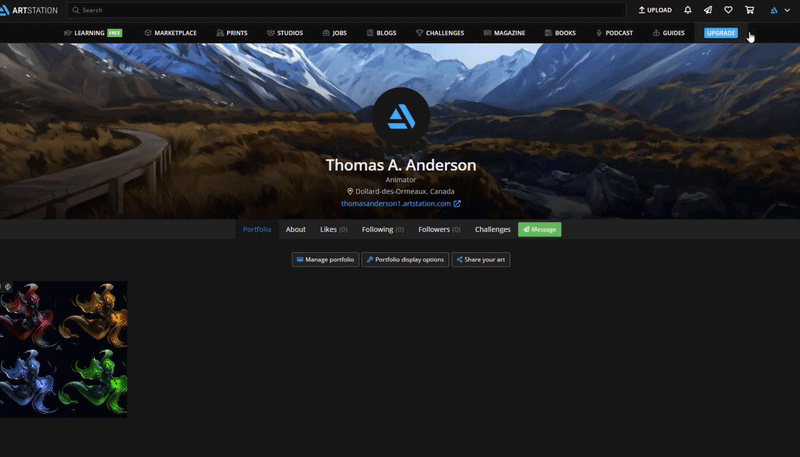 Online portfolio on ArtStation
